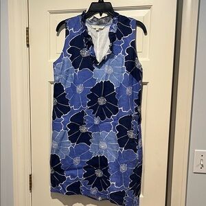 Floral Sleeveless Dress in Blue and Navy